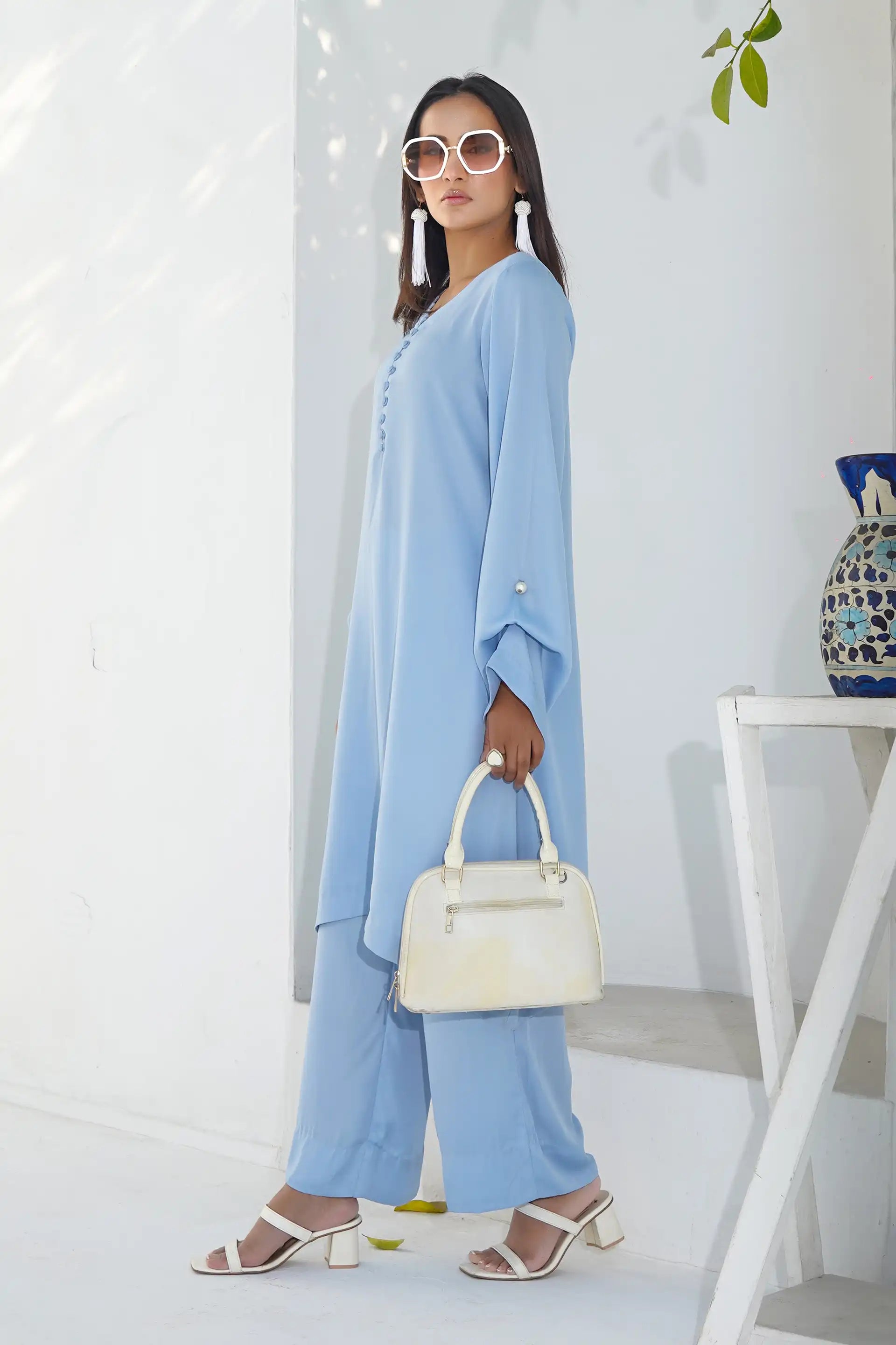 Ice Blue Solid Co-ord Set