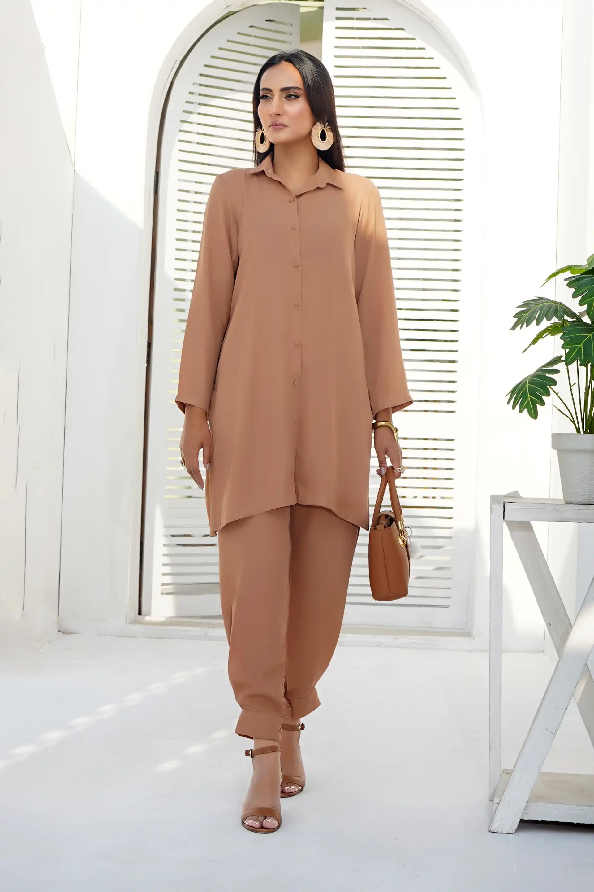 Nude Almond Solid Co-ord Set