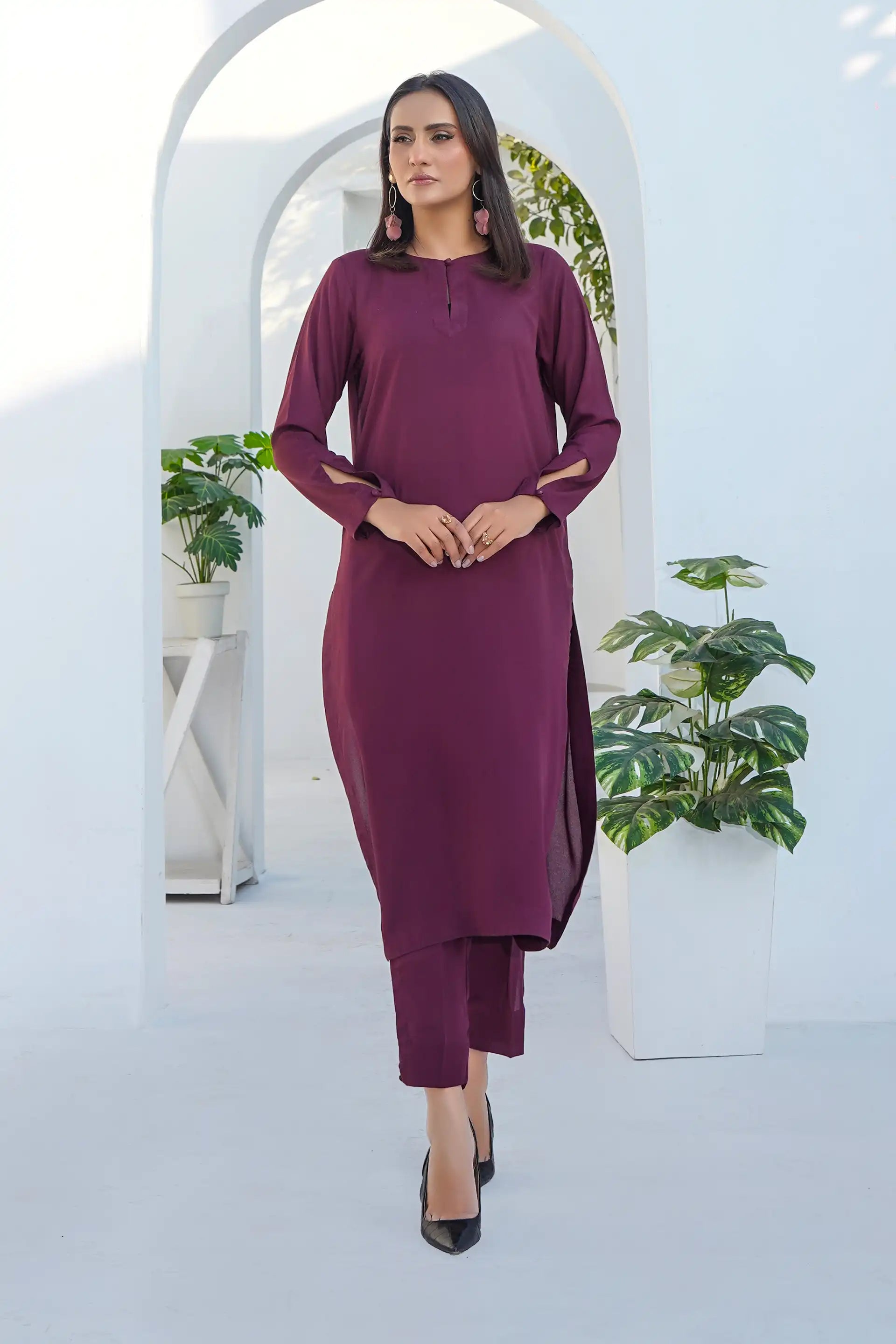 Plum Solid Co-ord Set