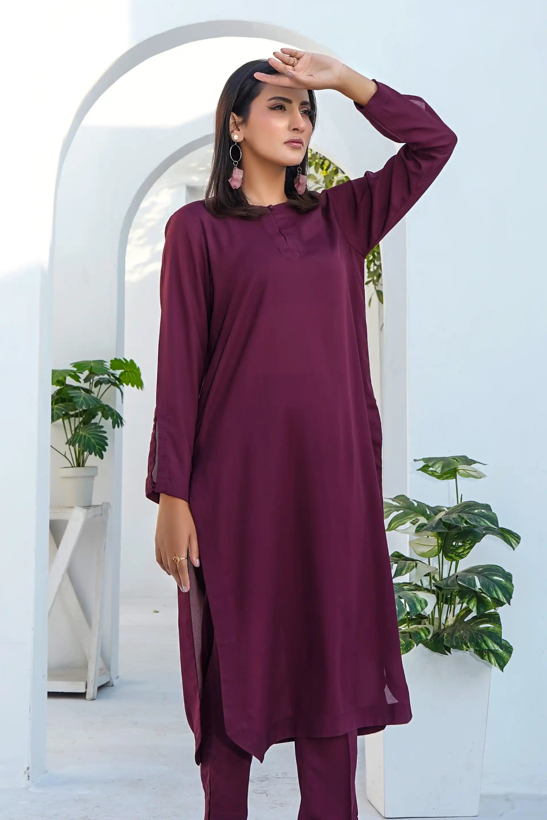 Plum Solid Co-ord Set