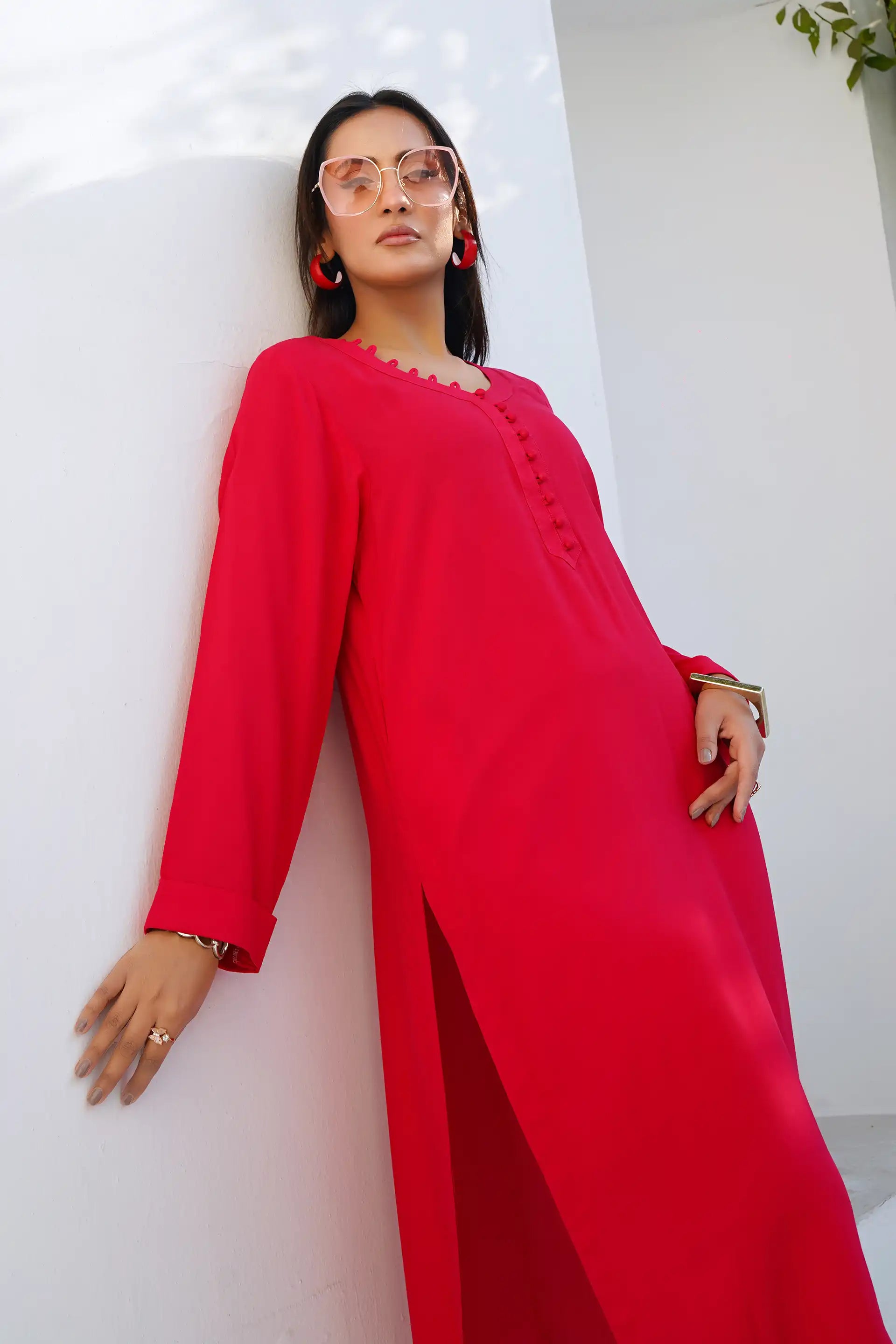 Red Solid Co-ord Set