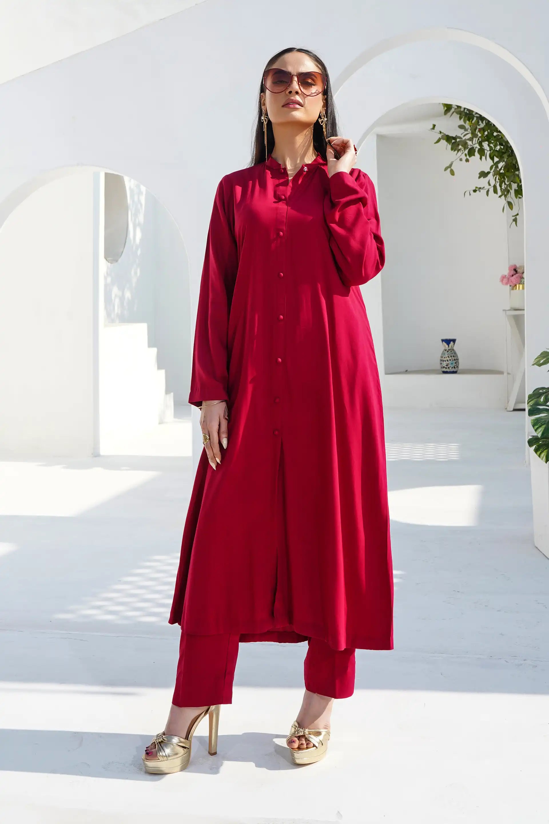 Royal Maroon Solid Co-ord Set