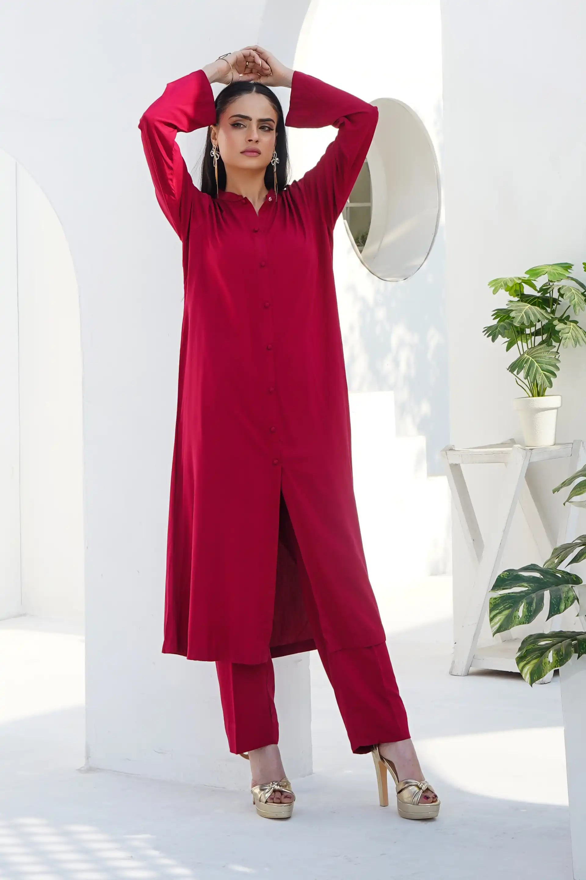Royal Maroon Solid Co-ord Set