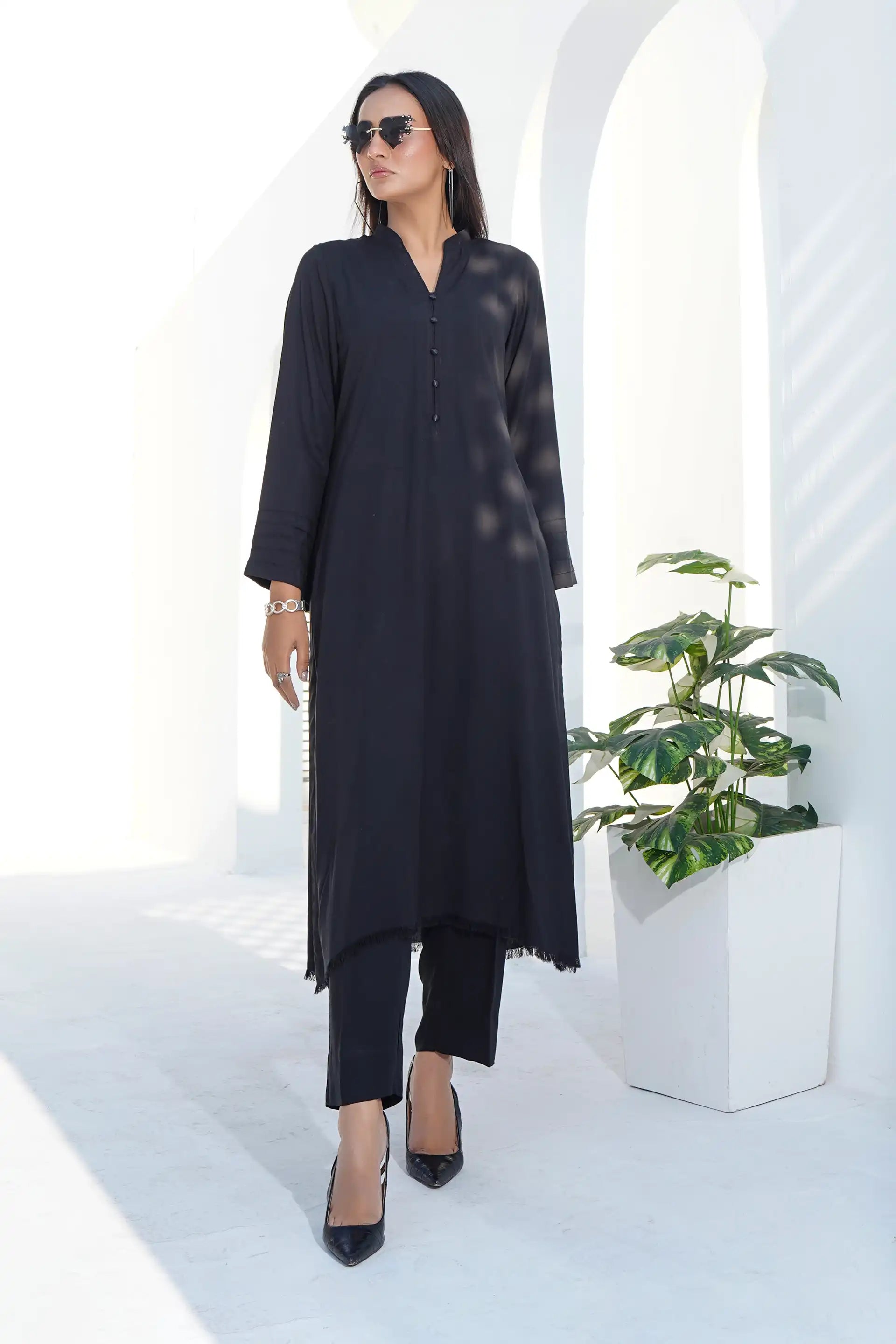 Sable Black Solid Co-ord Set